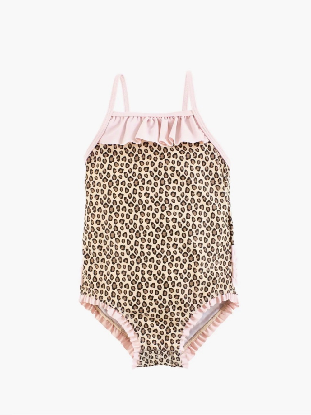Hudson Baby Leopard Print One-Piece Swimsuit with Pink Ruffles